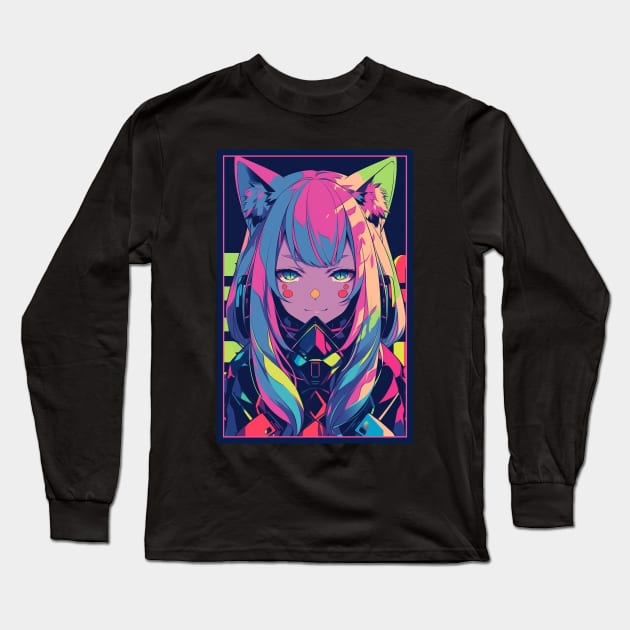 Anime Cat Girl | Quality Anime Design | Chibi Cat Girl Miaw | Manga Anime Art Long Sleeve T-Shirt by AlNoah